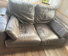 FREE Two x Brown leather 2 seater sofas