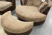Swivel Cuddle Chair and Footstool