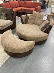Swivel Cuddle Chair and Footstool