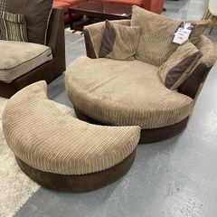 Swivel Cuddle Chair and Footstool