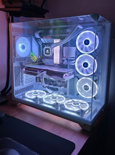 Custom Built Lian-Li White Artic Build RGB Desktop Gaming PC - Windows 11 Pro,Intel i7,3TB SSD,8GB GPU,64GB RAM,850 PSU, Corsair RGB Fans