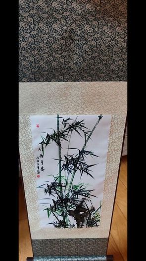 Bamboo Hanging Scroll Framed Silk Mount