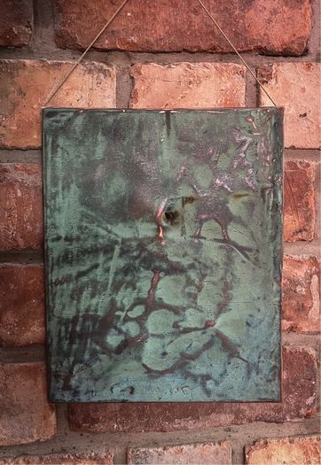 1 Rustic Patinated Turquoise Copper Abstract Wall Art Farmhouse Decor Copper Wall Hangings Metal Wall Art