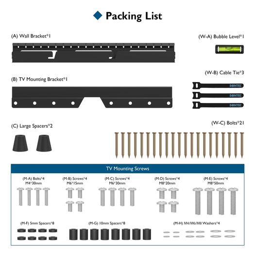 Bontec Studless TV wall bracket