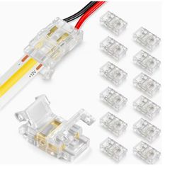 13 Packs of 2-Pin 8Mm LED Strip Connectors, No-Solder LED Tape Light Connectors, Connectors for Linking Strips to Wires in Gapless Track Lighting for 12V And 24V Single Colour COB/SMD 2835 3528