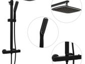 Dual Head Shower Set with Mixer and Hose Black