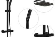 Dual Head Shower Set with Mixer and Hose Black
