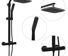 Dual Head Shower Set with Mixer and Hose Black