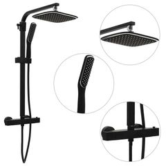 Dual Head Shower Set with Mixer and Hose Black