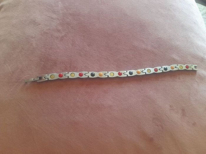 ladies magnetic silver and copper wrist bracelet