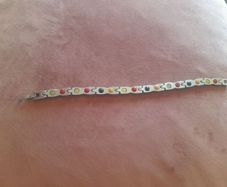 ladies magnetic silver and copper wrist bracelet