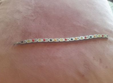 ladies magnetic silver and copper wrist bracelet