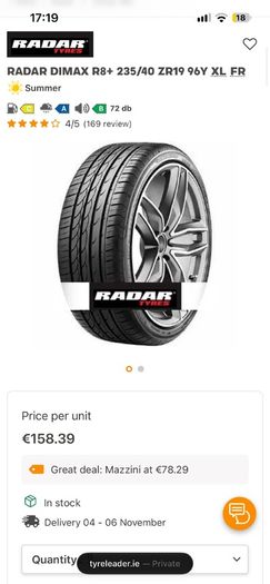 Radar Dimax R8+ 255/35 19 Run Flat