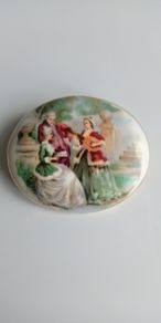 Vintage renaissance style oval portrait brooch pin
