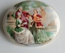 Vintage renaissance style oval portrait brooch pin