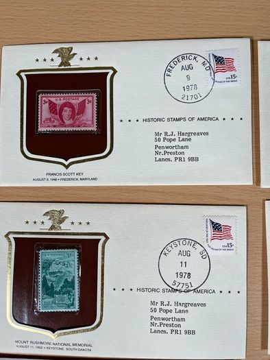 4 x Historic stamps of America collection Panama Canal, NRA, Rushmore, Scott Key