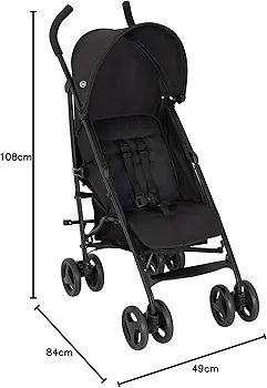 ultimate easy-to-use lightweight stroller at only 6.6kg for on-the-go families. Suitable from birth to approx. 3 years (15kg), Midnight fashion, Black