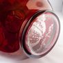 Bohemian Ruby Red Cut-to-Clear Glass Decanter. Etched Stag, Bird & Ferns. 36.5cm (14.4 inches). Ball Stopper Image 4