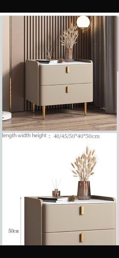 Bedside Table,2 Drawers, Bedroom. Size: 40x40x50cm