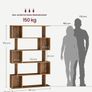 Zigzag 5 Tier Bookcase Vintage Brown or White Stylish Strong Storage Shelf for Living Room or Office Image 3
