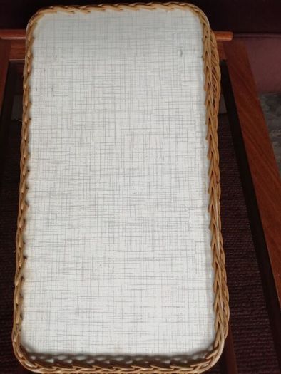 Mid Century Modern Retro Cocktail Melamine Wicker Tray