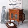 Solid Mahogany Bar Cabinet  Handcrafted Colonial Style Home Bar with Glazed Doors, Drawer & Removable Tray Image 3