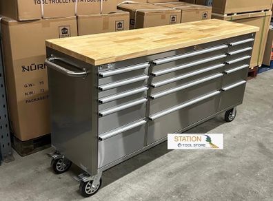 72" inch wide stainless steel 15 drawer tool box