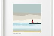 Calming day at Poolbeg Lighthouse, Dublin Bay, XL framed print by artist Helen Mathews