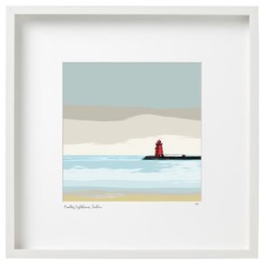 Calming day at Poolbeg Lighthouse, Dublin Bay, XL framed print by artist Helen Mathews