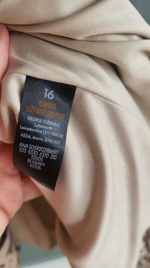 GEORGE beige and black print layered dress Sz 16UK - Bnwt Rrp 16 Sterling