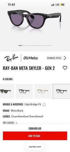 Ray-Ban Meta Skyler Glasses Gen 2 - Black with Transition Lens