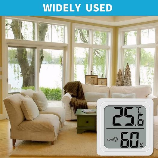 4PCS Room Thermometer, Digital Room Hygrometer Accurate Temperature Humidity Meter Gauge Monitor Indoor Humidity Meter Large LCD Display Celsius for House Greenhouse Baby Office Garden Cellar (White)