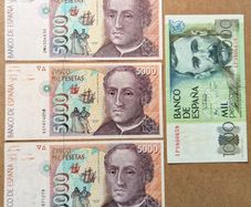 SPAIN - Set of 4 Banknotes: 1000 5000 Pesetas 1976-1992 P165 (VF-AU)