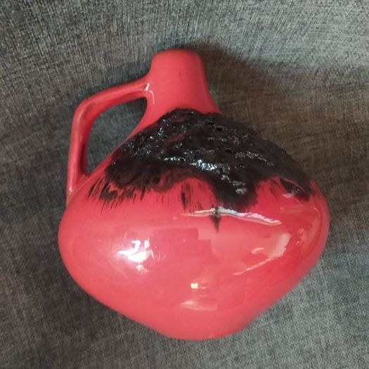 Mid century German/ Kreutz Crimson Fat Lave Vase