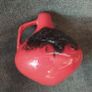 Mid century German/ Kreutz Crimson Fat Lave Vase Image 5