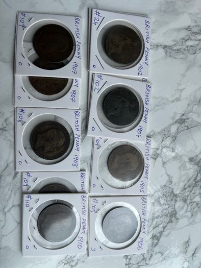 British Pennies. Queen Victoria & Edward VIII. 3 for a euro. 5 euro minimum.