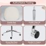 Chair for Dressing Table with Wheels, Boucle Desk Chair for Bedroom, Swivel Armchair for Home, Height Adjustable&Easy Assembly, White/Beige Image 4