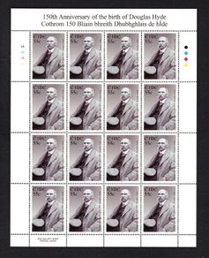 2010 Ireland 150th Anniversary of the Birth of Douglas Hyde (President of Ireland 1938-45)  Commemorative Stamps Sheetlet Plate 1A1A1A1A Mint Never Hinged (MNH)