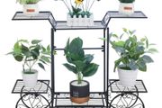 Large Metal Plant Stand Indoor 6 Tier Garden Cart Plant Holder Wrought Iron Plants Display Shelf Rack Outdoor Decorating Garden