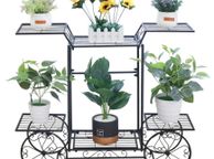 main image for ad Large Metal Plant Stand Indoor 6 Tier Garden Cart Plant Holder Wrought Iron Plants Display Shelf Rack Outdoor Decorating Garden