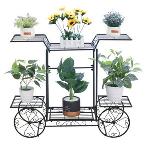 Large Metal Plant Stand Indoor 6 Tier Garden Cart Plant Holder Wrought Iron Plants Display Shelf Rack Outdoor Decorating Garden