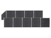 WPC Fence Set 9 Square + 1 Slanted 1657x186 cm Grey