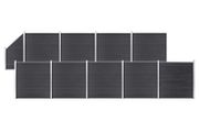 WPC Fence Set 9 Square + 1 Slanted 1657x186 cm Grey