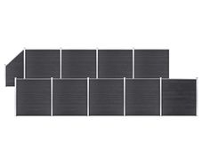 WPC Fence Set 9 Square + 1 Slanted 1657x186 cm Grey