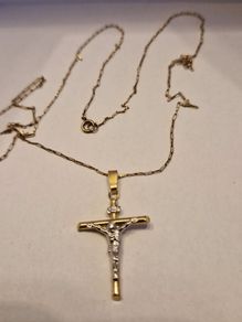 10k gold cross 9ct chain