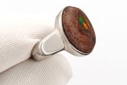 Vintage 925 Sterling Silver &amp; Natural Australian Boulder Opal Ring