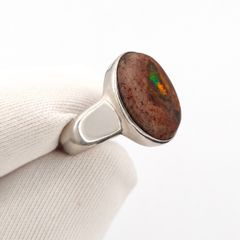 Vintage 925 Sterling Silver & Natural Australian Boulder Opal Ring