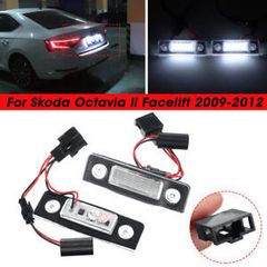 2Pcs White Canbus Error Free Car LED Number License Plate Light For VW Skoda Octavia 2 1Z 2008 Roomster 5J 2006-2010