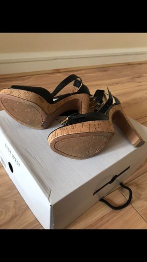 Nine West black strappy platform sandals