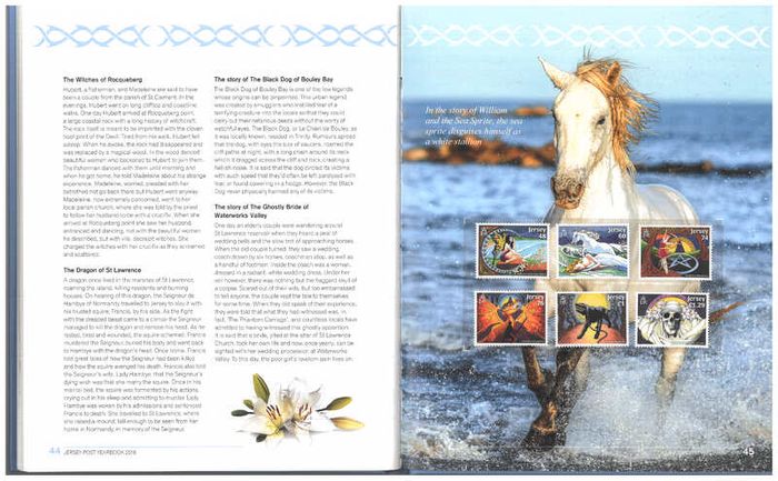 2016 Jersey Stamp Year Book (hardback) issued by Jersey Post with 28 images of contents